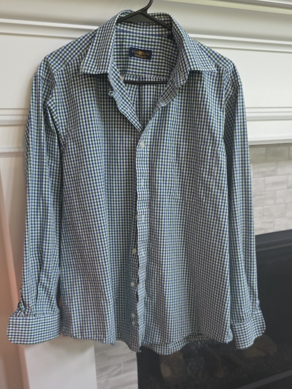 Club Room Men’s Blue & White Gingham Dress Shirt
